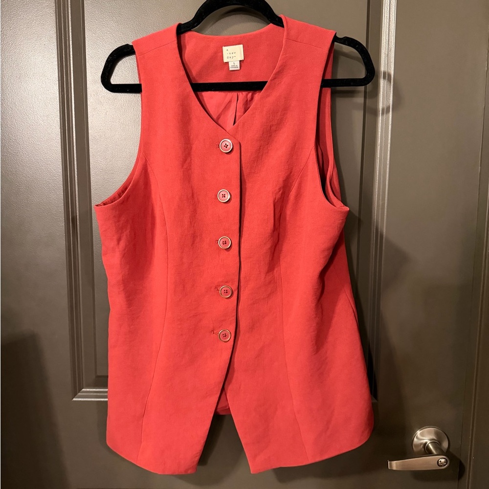 A New Day Blush Button-Front Sleeveless Vest